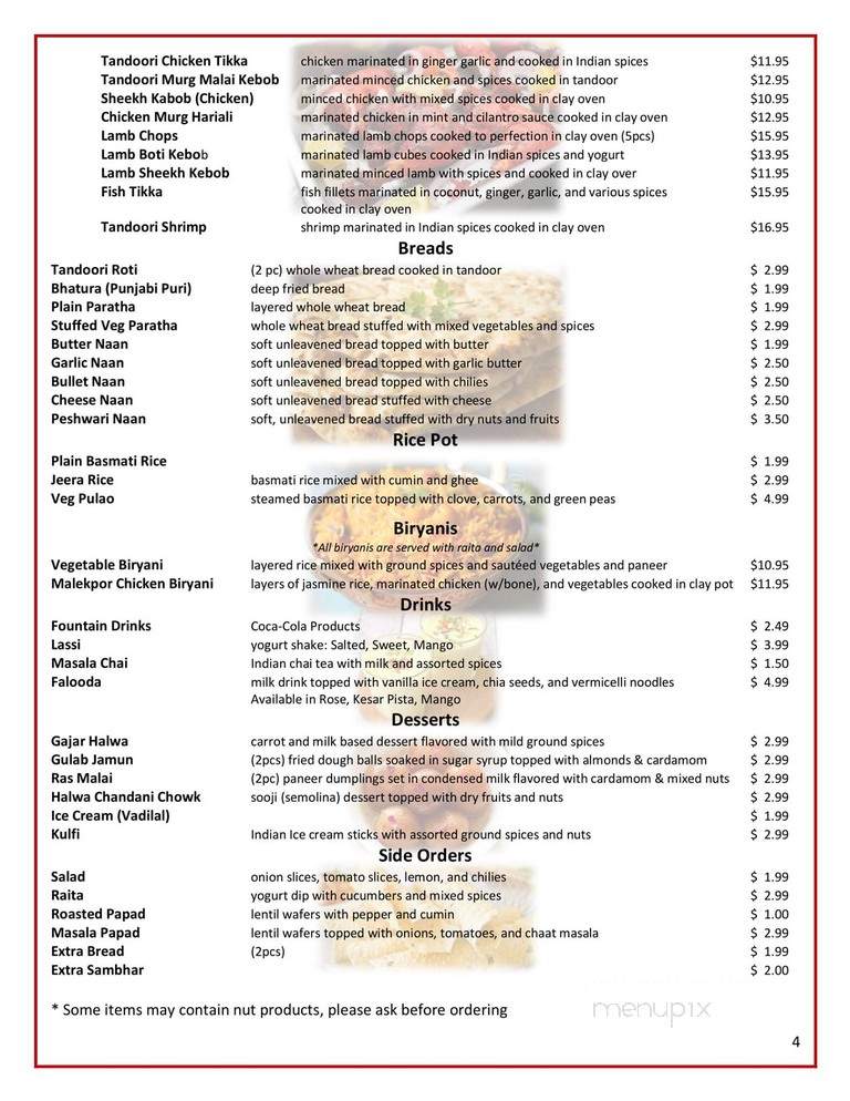 Surti Dhaba Indian Street Cafe - Valdosta, GA menu_pic