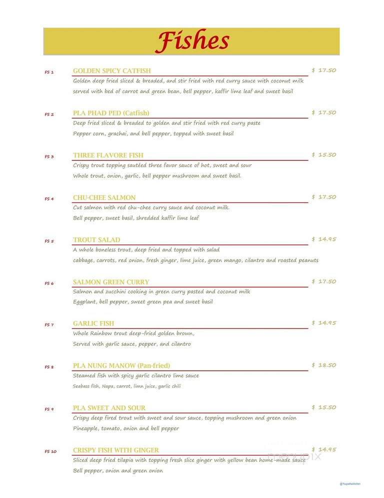 Youpa's Thai Kitchen - Kent, WA menu_pic