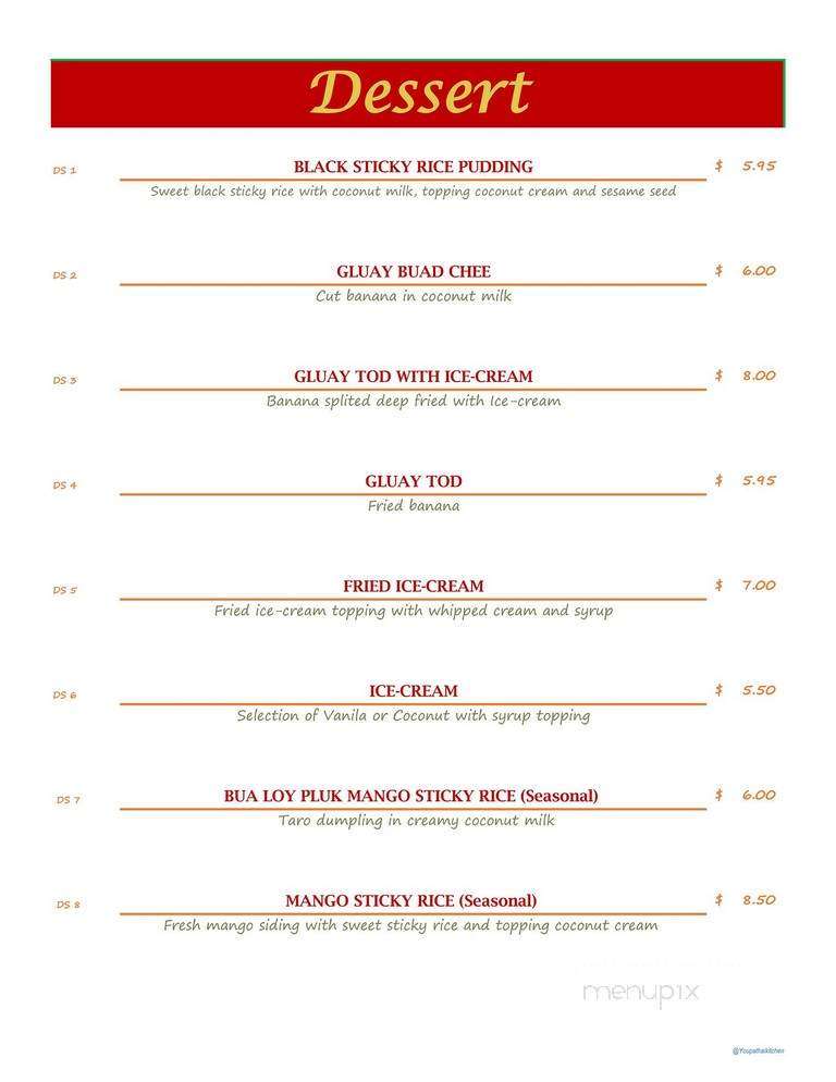 Youpa's Thai Kitchen - Kent, WA menu_pic