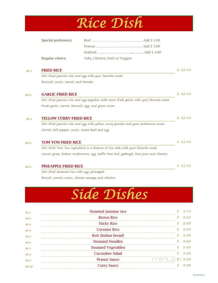Youpa's Thai Kitchen - Kent, WA menu_pic