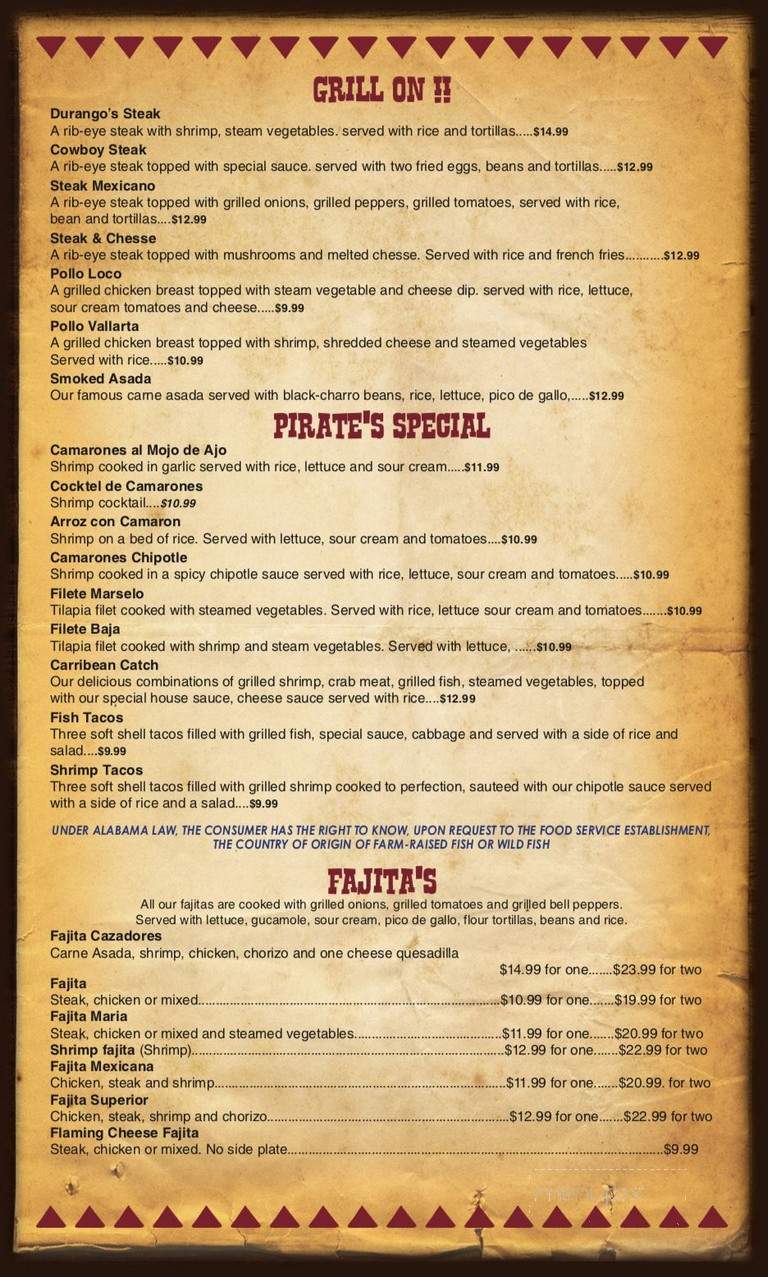 Margaronas Cantina - Anniston, AL menu_pic