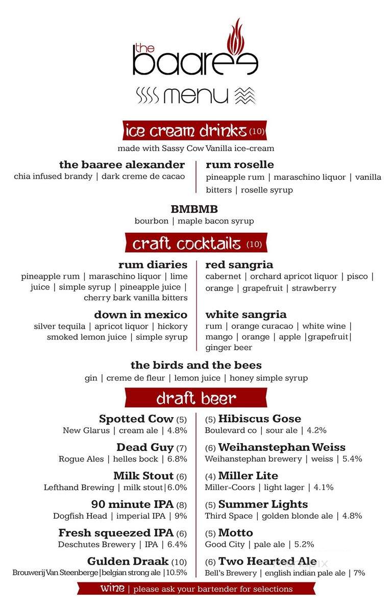 The Baaree - Thiensville, WI menu_pic