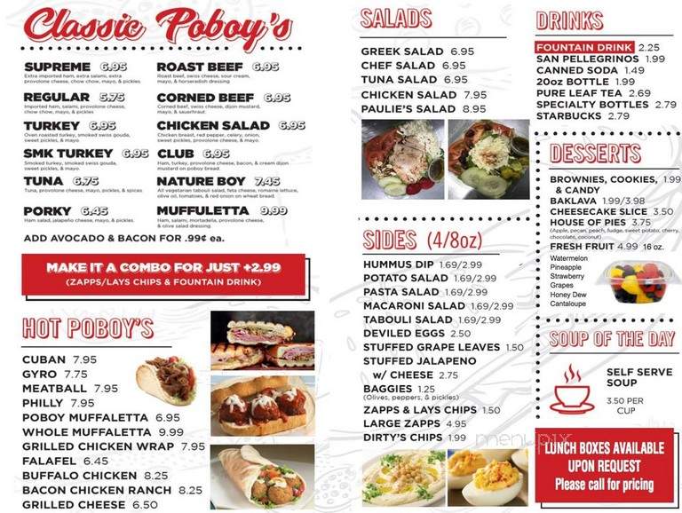 Paulie's Poboys - Houston, TX menu_pic
