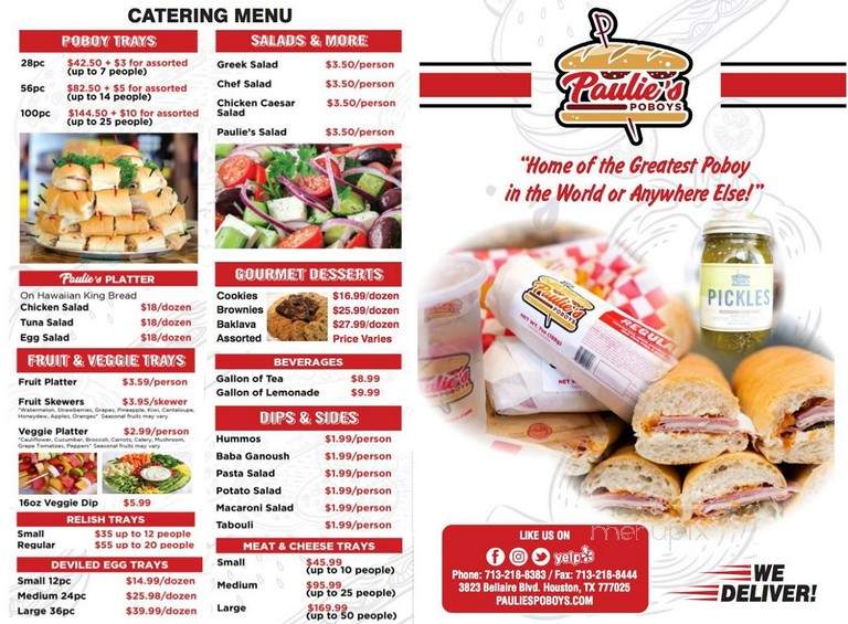 Paulie's Poboys - Houston, TX menu_pic