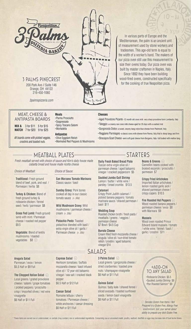 3 Palms Pizzerria - Orange, OH menu_pic