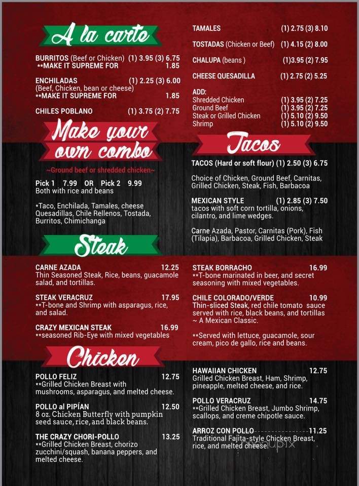 Crazy Mexican Restaurant and Grill - Weirton, WV menu_pic