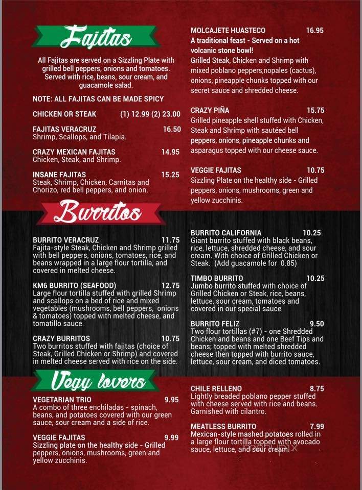 Crazy Mexican Restaurant and Grill - Weirton, WV menu_pic