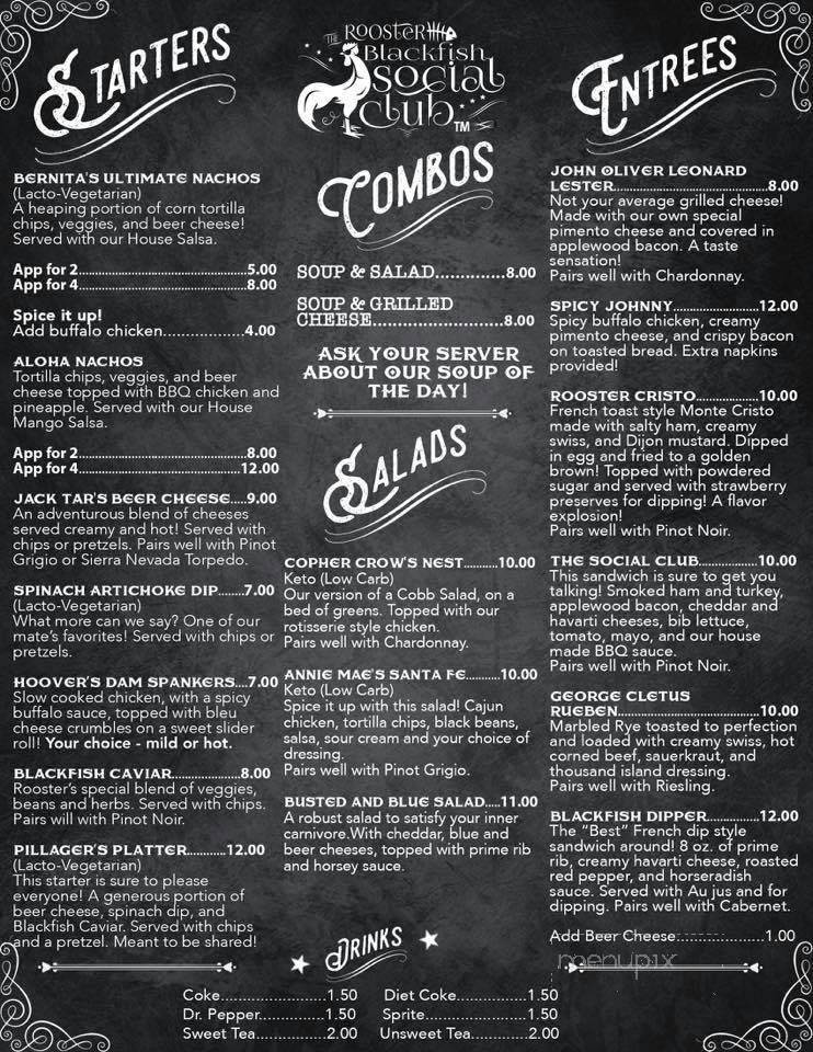 Rooster Blackfish Social Club - Gaffney, SC menu_pic