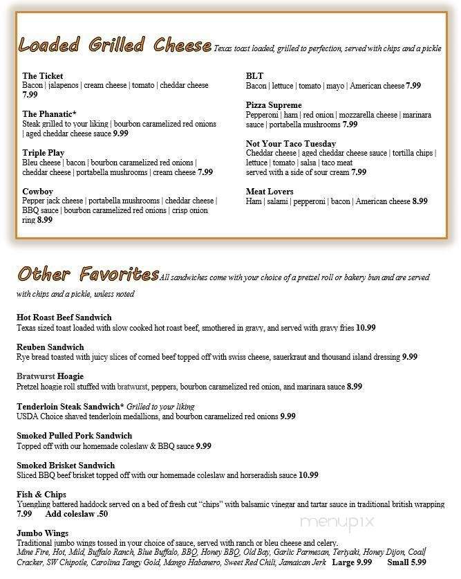 Ale House Bar & Grill - Shamokin, PA menu_pic