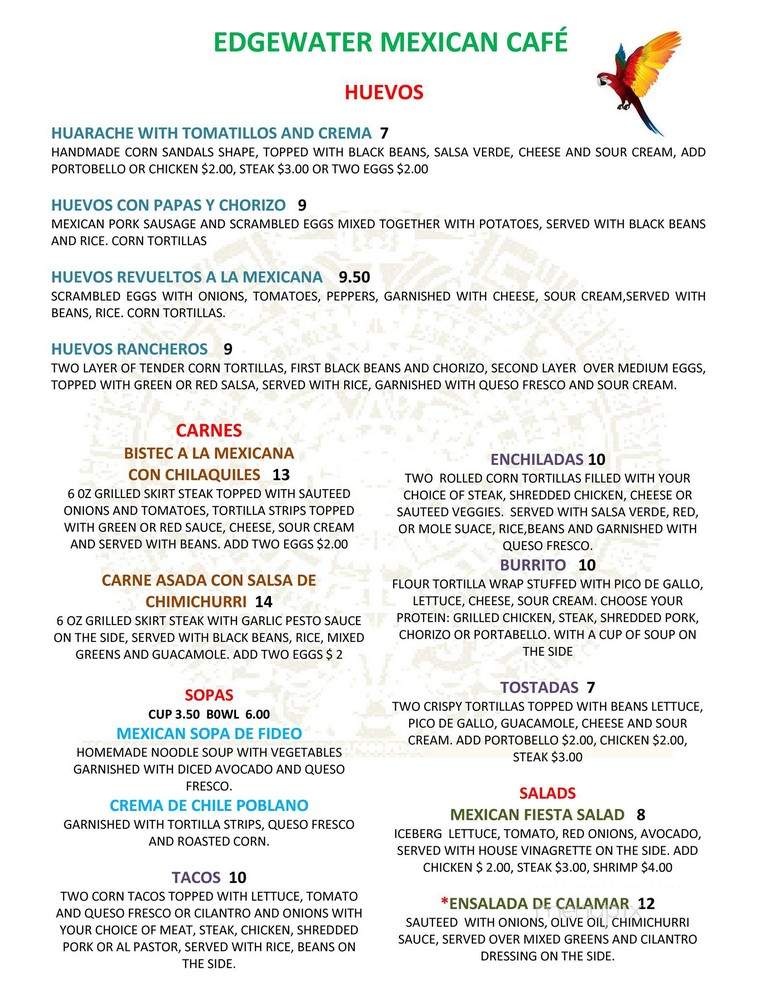 Edgewater Mexican Cafe - Chicago, IL menu_pic