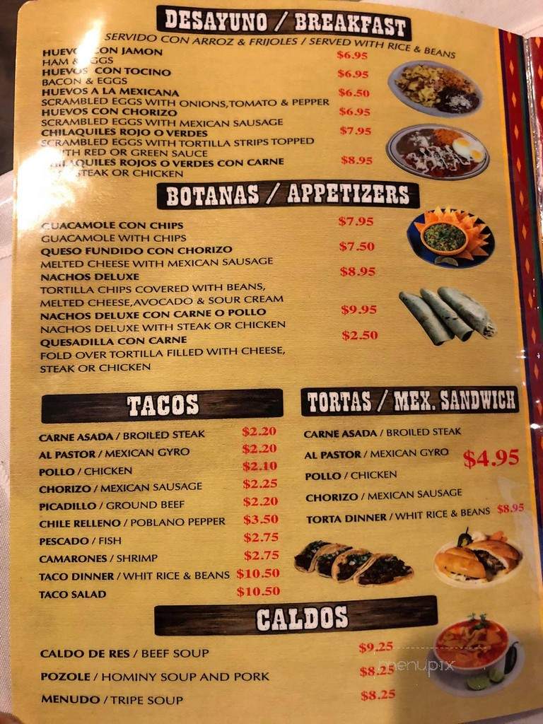 Aranda Mexican Restaurant - Chicago, IL menu_pic