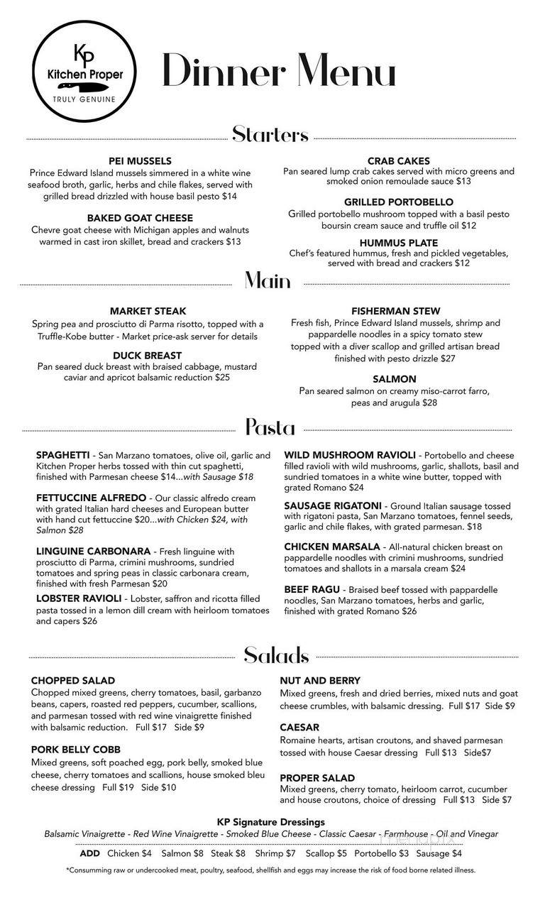 Kitchen Proper - Battle Creek, MI menu_pic