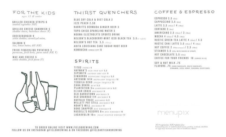 Field Brewing - Westfield, IN menu_pic