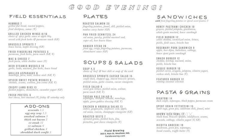 Field Brewing - Westfield, IN menu_pic