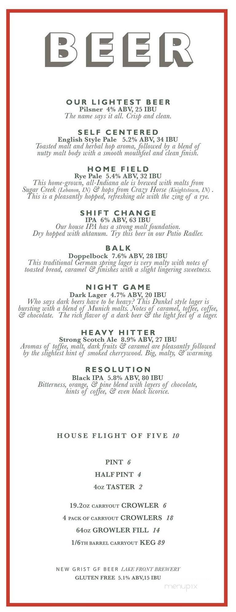 Field Brewing - Westfield, IN menu_pic