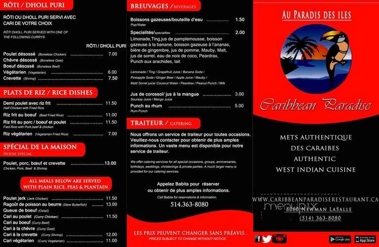 Caribbean Paradise - Berlin, NJ menu_pic