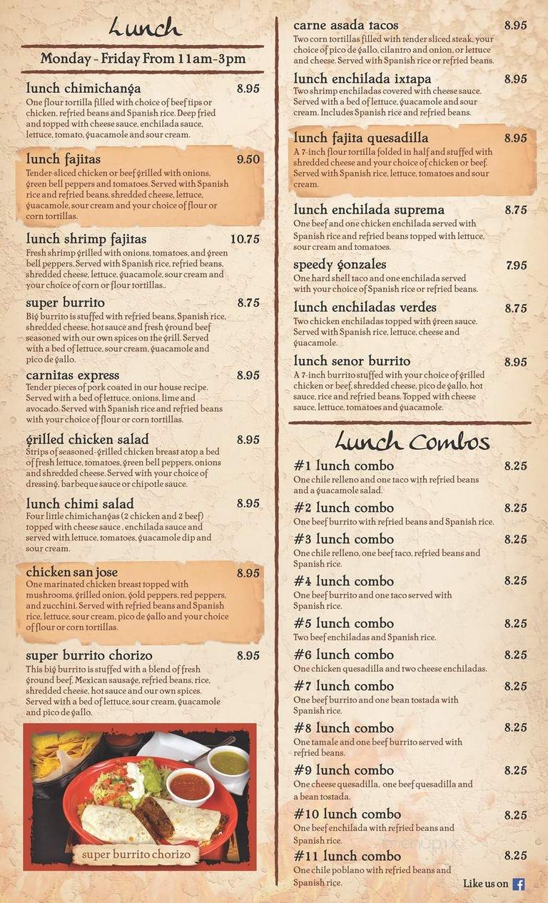 Plaza Los Panchos - Machesney Park, IL menu_pic