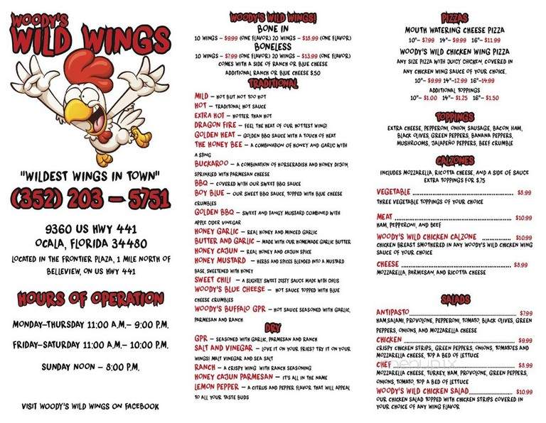 Woody's Wild Wings - Ocala, FL menu_pic