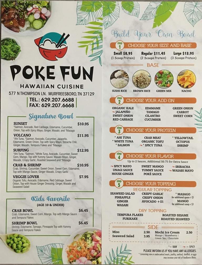 Poke Fun - Murfreesboro, TN menu_pic