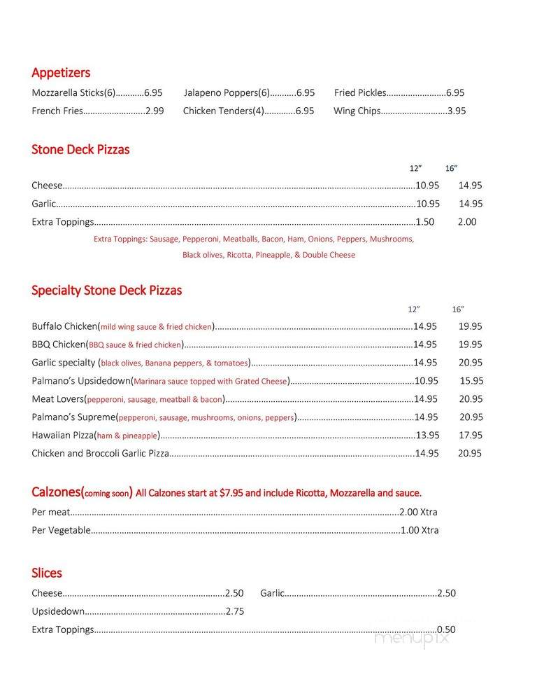 Palmano'S Pizzeria - Lexington, SC menu_pic