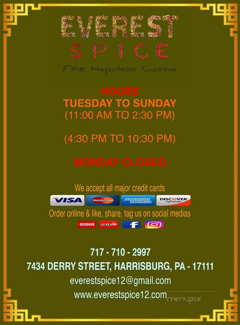 Everest Spice - Harrisburg, PA menu_pic