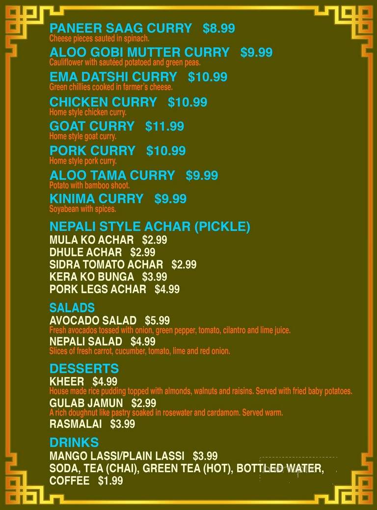 Everest Spice - Harrisburg, PA menu_pic