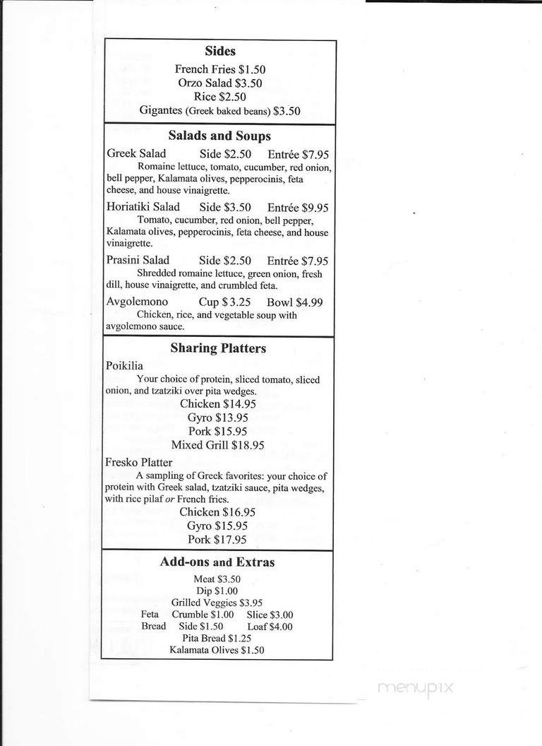 Fresko Authentic Greek Grill - Port Orange, FL menu_pic