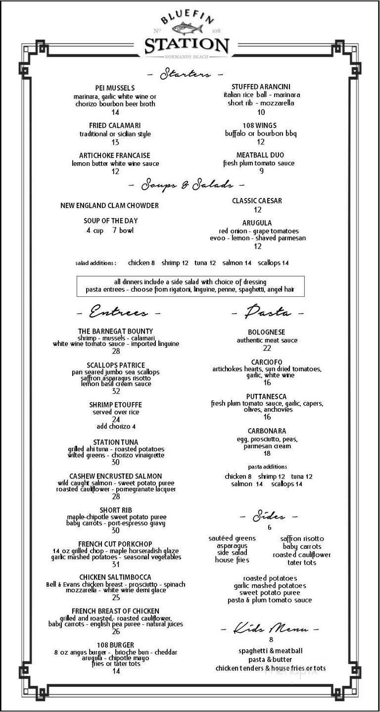 Bluefin Station 108 - Lavallette, NJ menu_pic