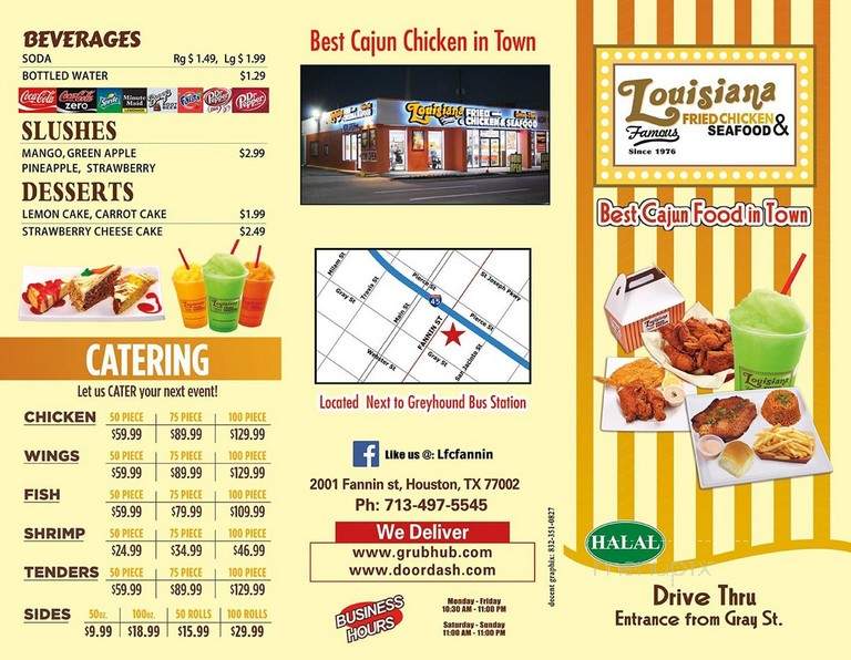 Online Menu of Louisiana Famous Fried Chicken And Seafood, Houston, TX