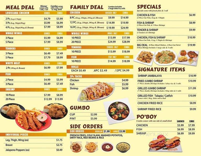 Online Menu of Louisiana Famous Fried Chicken And Seafood, Houston, TX