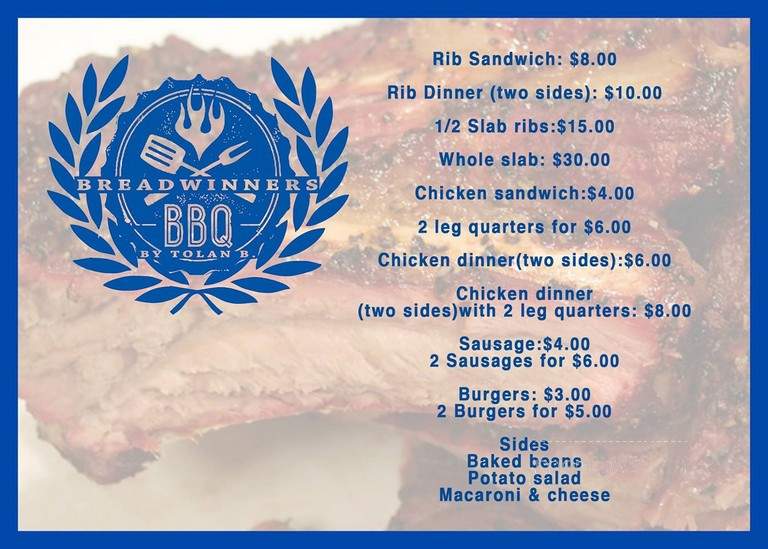 Breadwinners BBQ - Tallahassee, FL menu_pic