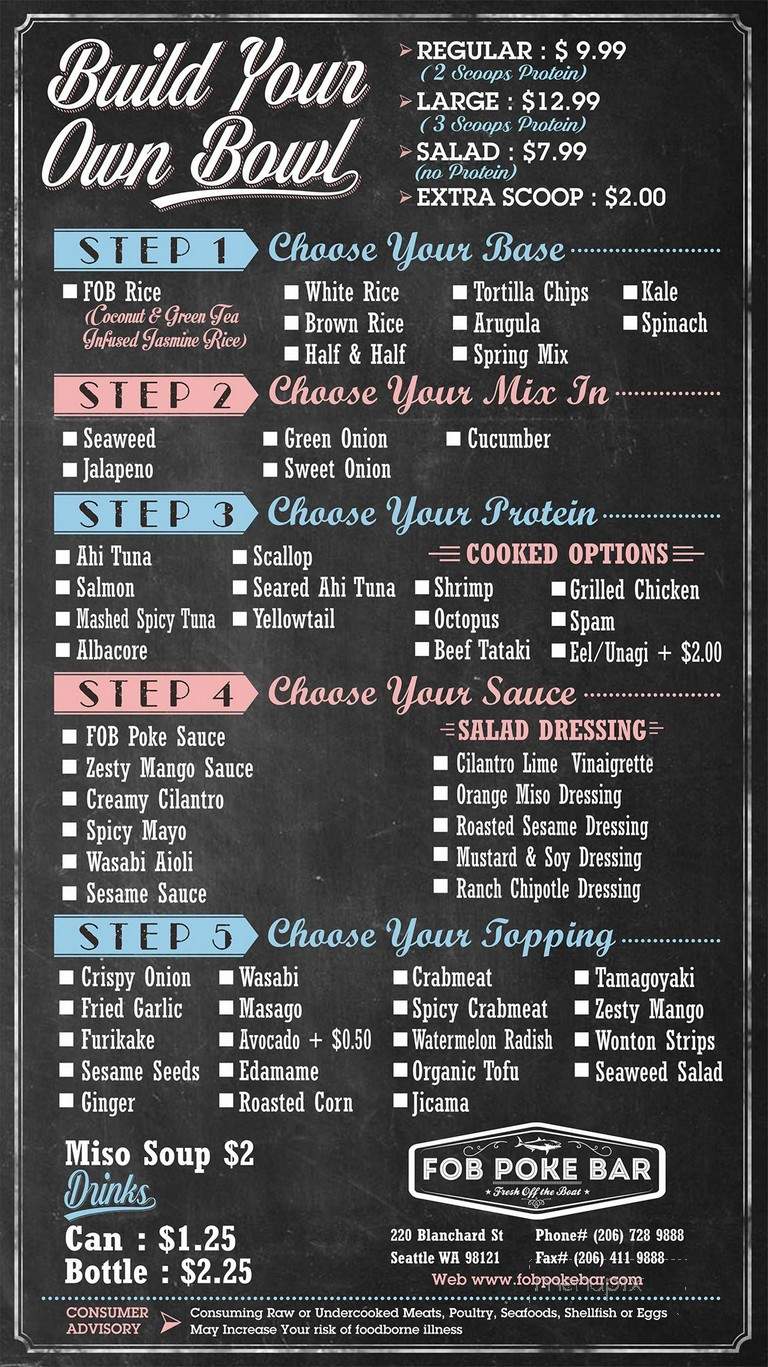 FOB Poke Bar - Seattle, WA menu_pic