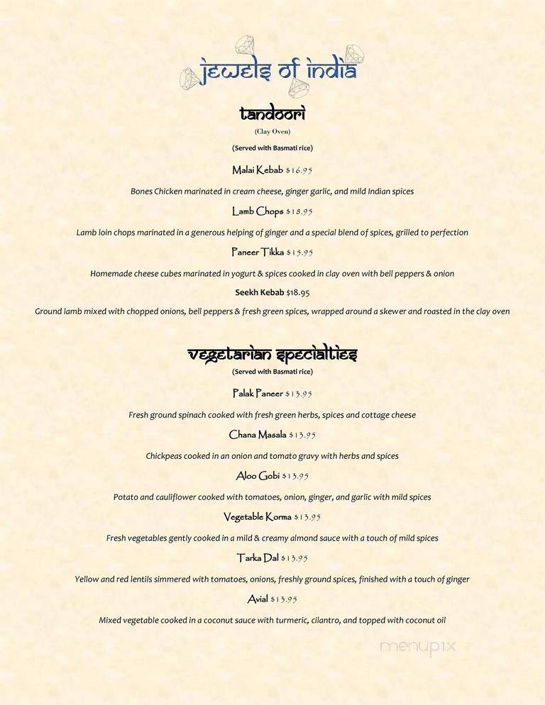 Jewels of India - Carlisle, PA menu_pic