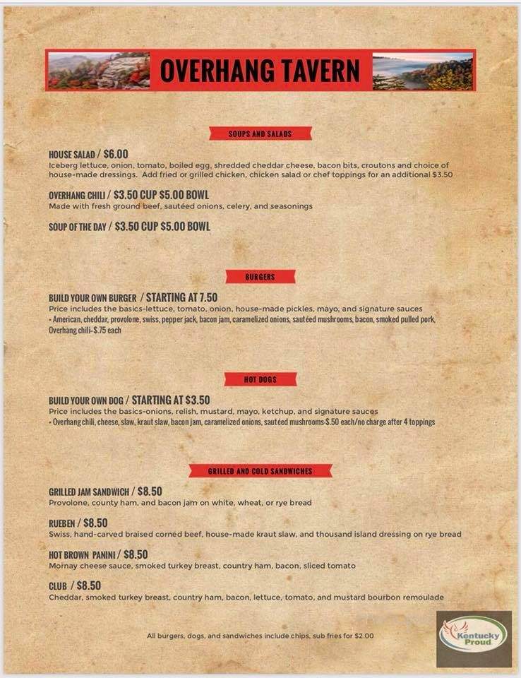 Overhang Tavern - Campton, KY menu_pic