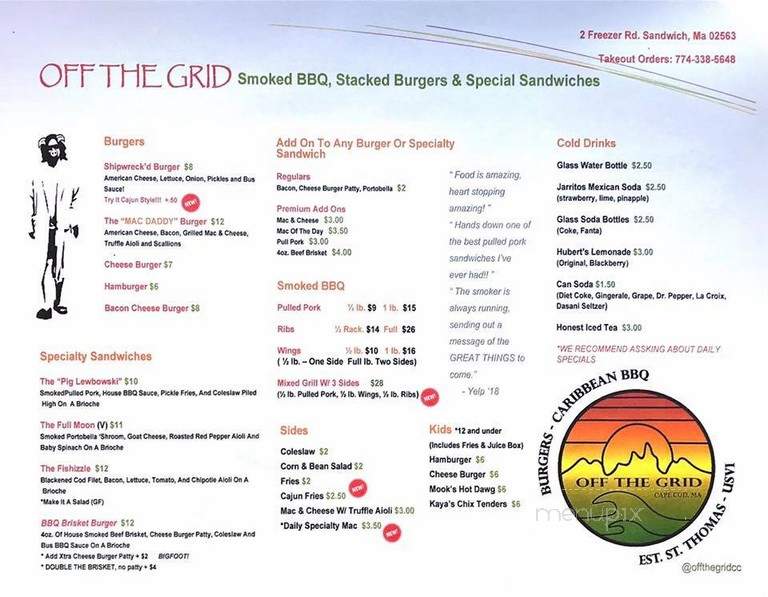 Off The Grid - Sandwich, MA menu_pic