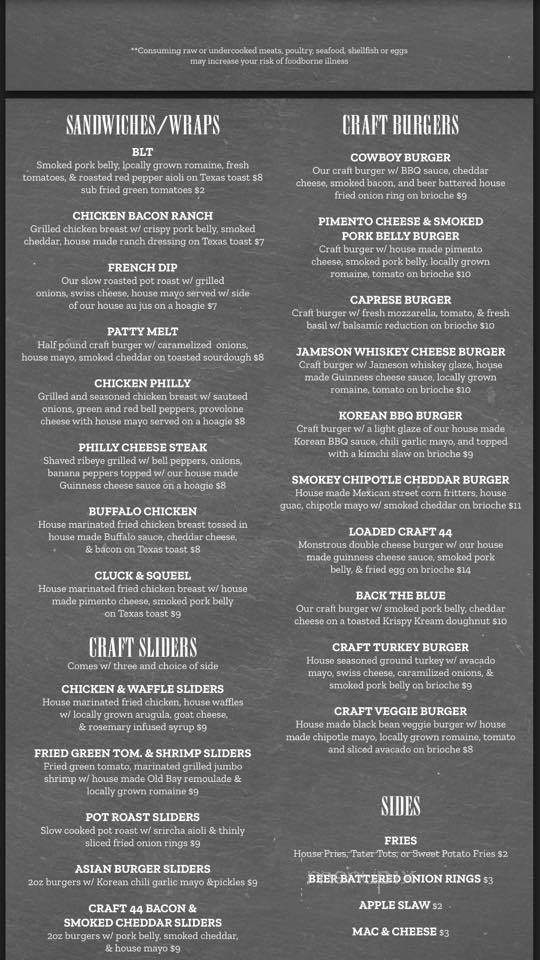 Craft 44 Burger & Pub - Brunswick, GA menu_pic