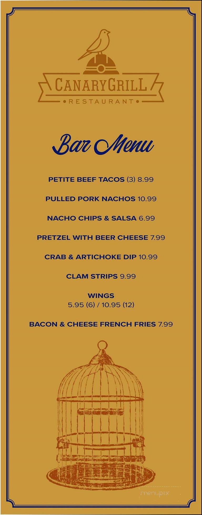 Canary Grill - Berkeley Springs, WV menu_pic