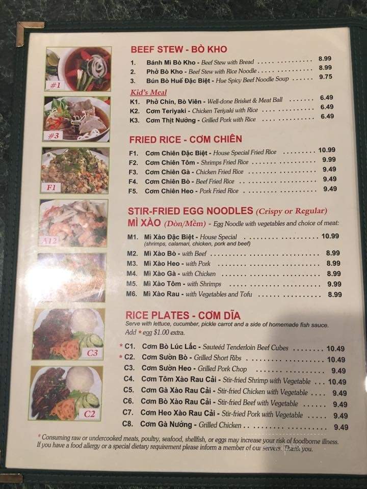 Pho Vy - Kent, WA menu_pic