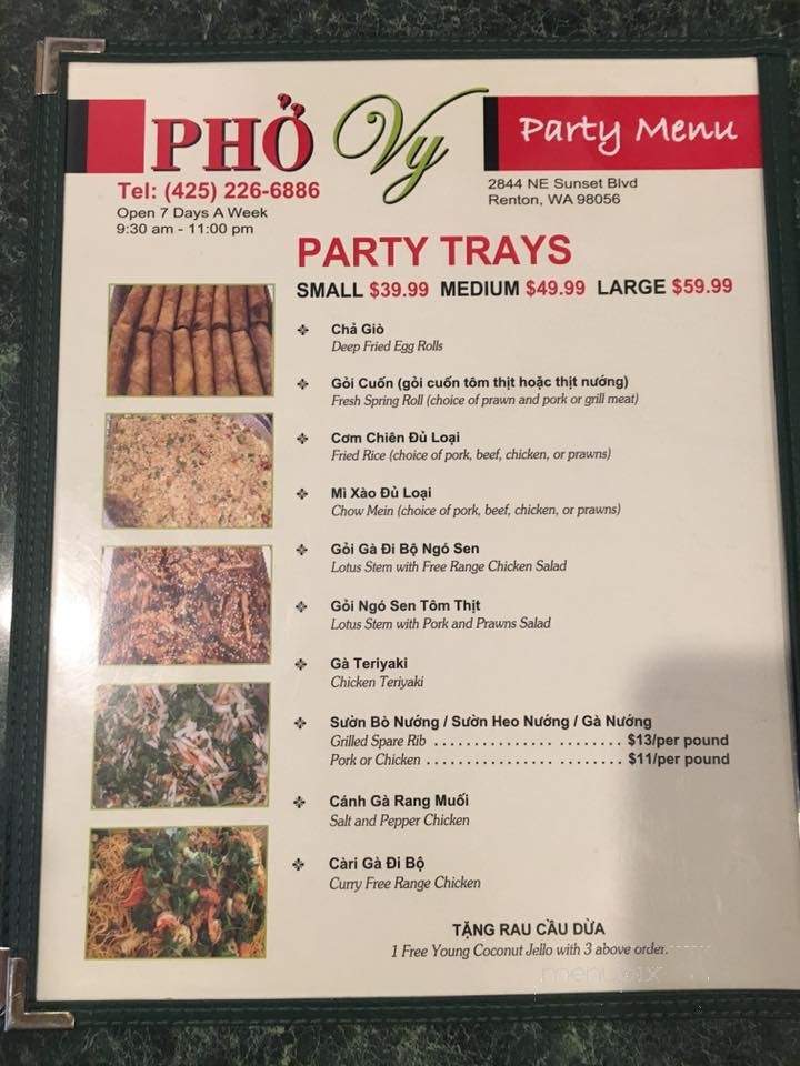 Pho Vy - Kent, WA menu_pic
