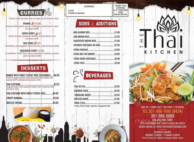 The Thai Kitchen - Chevy Chase, MD menu_pic