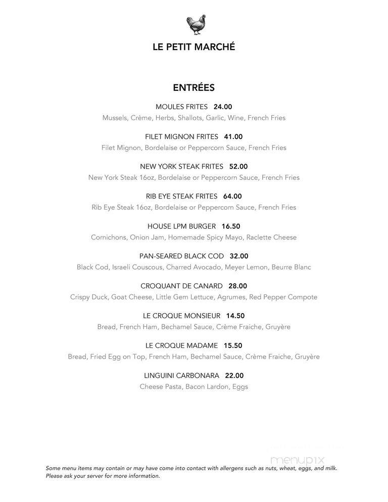 Le Petit Marche - Los Angeles, CA menu_pic