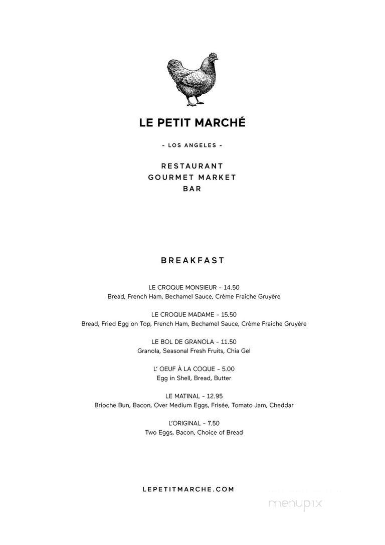 Le Petit Marche - Los Angeles, CA menu_pic