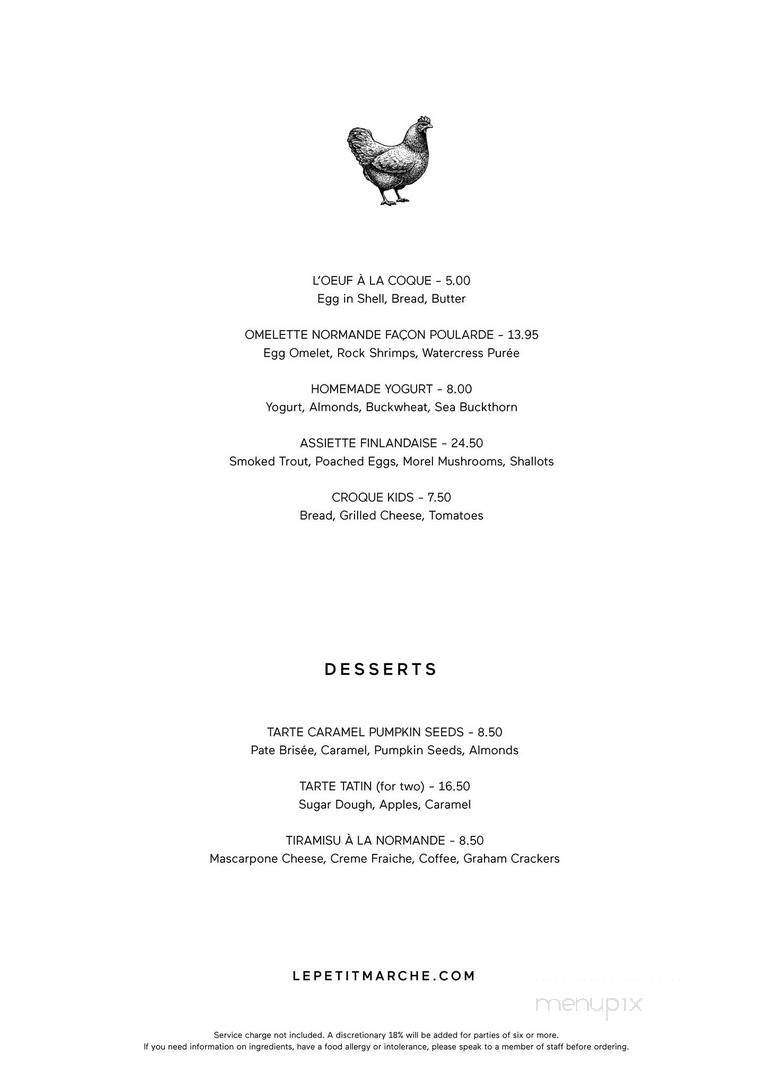 Le Petit Marche - Los Angeles, CA menu_pic