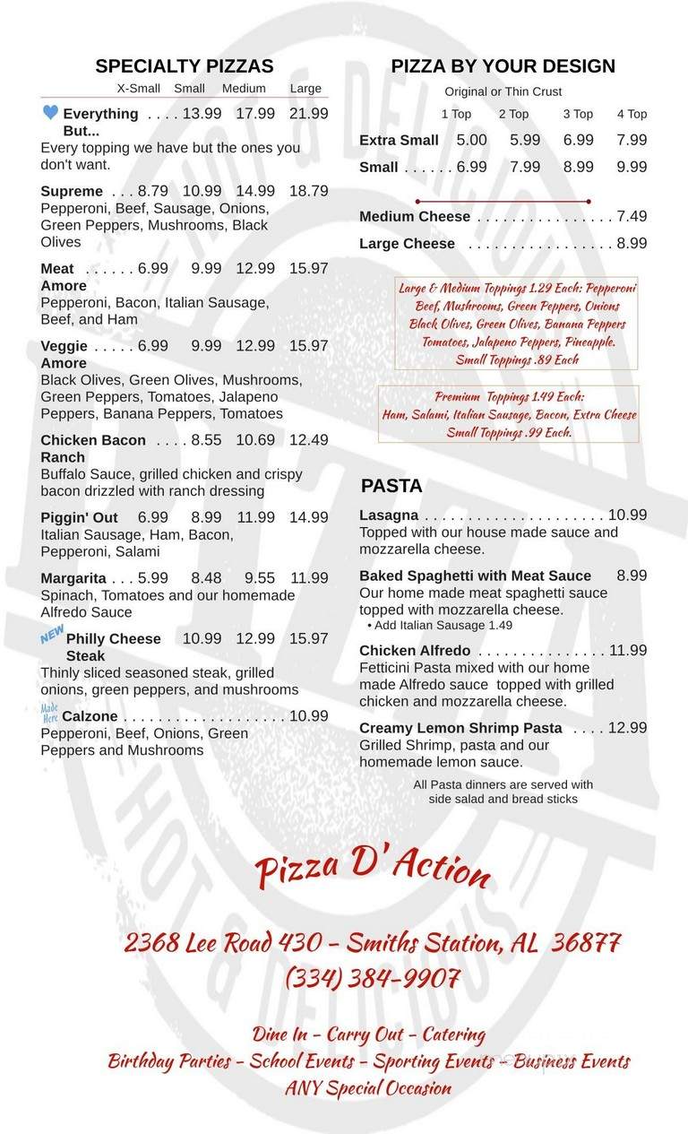 Pizza D' Action - Smiths Station, AL menu_pic