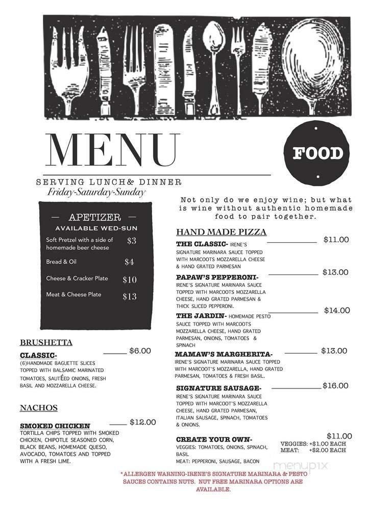 Irene's Vineyard - Oblong, IL menu_pic