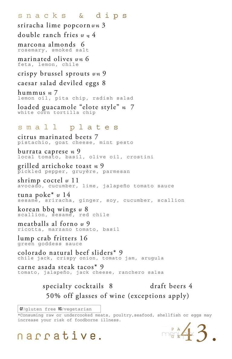 Narrative - Denver, CO menu_pic
