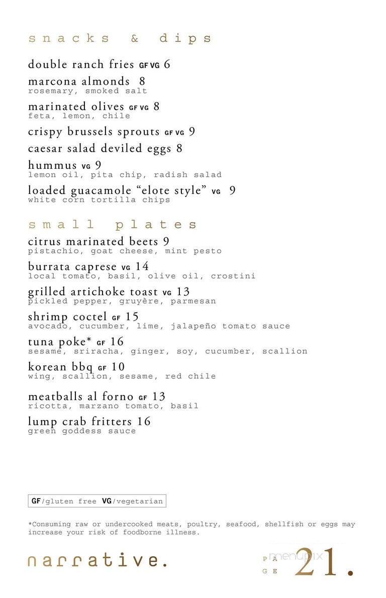 Narrative - Denver, CO menu_pic