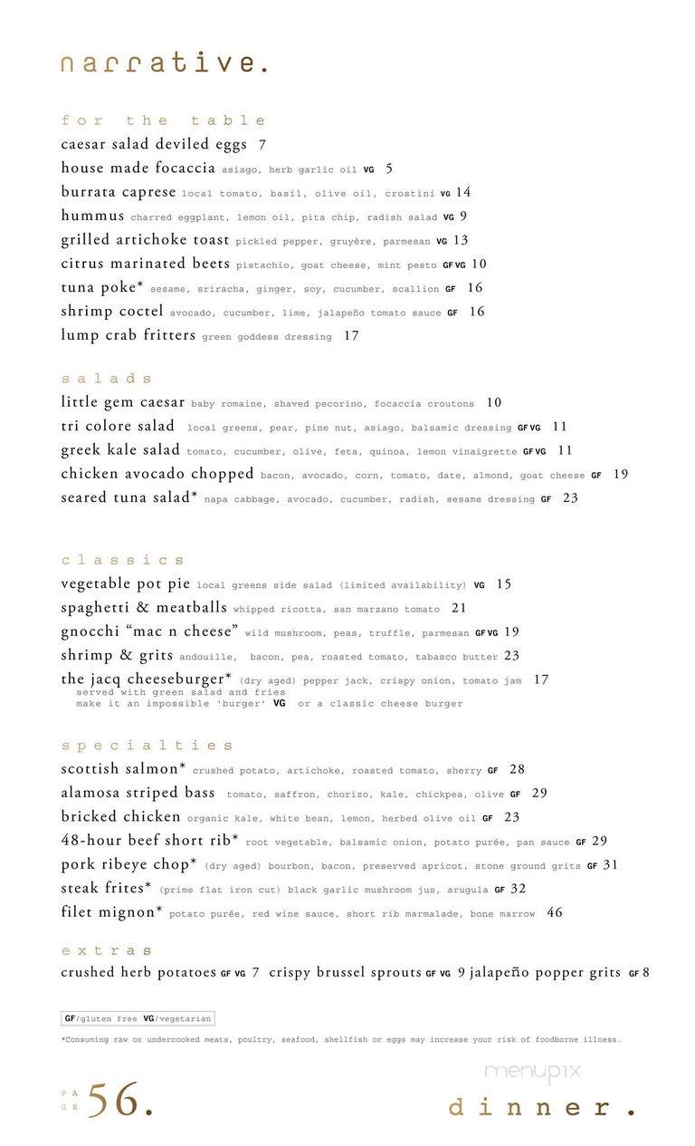 Narrative - Denver, CO menu_pic