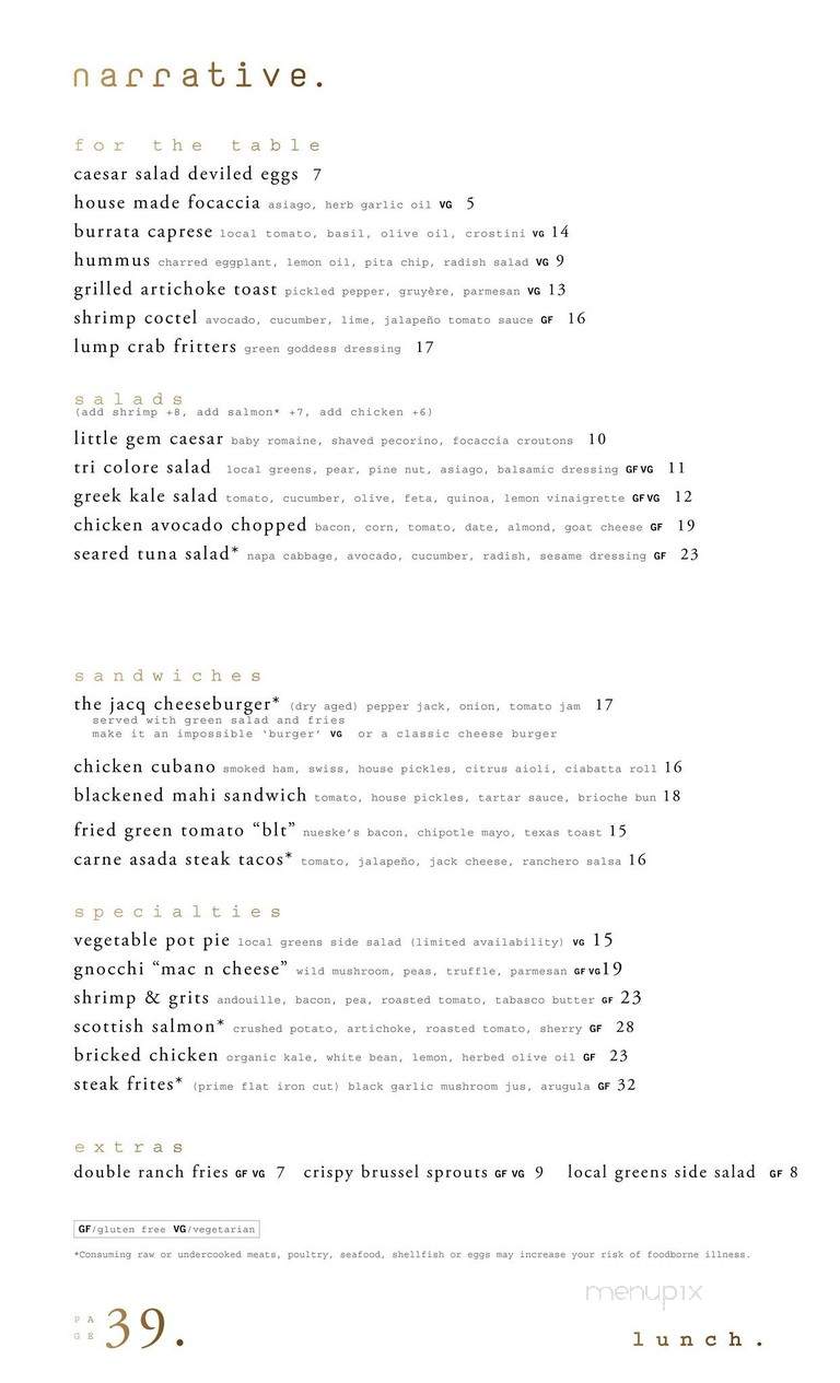 Narrative - Denver, CO menu_pic