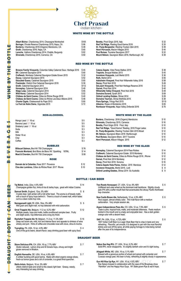 Chef Prasad - New Canaan, CT menu_pic